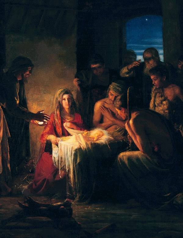 Peinture de la naissance de Jésus